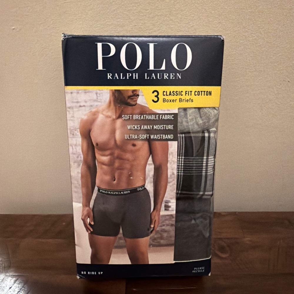 Polo Ralph Lauren 3 Classic Fit Cotton Boxer Briefs  Breathable Fabric Large